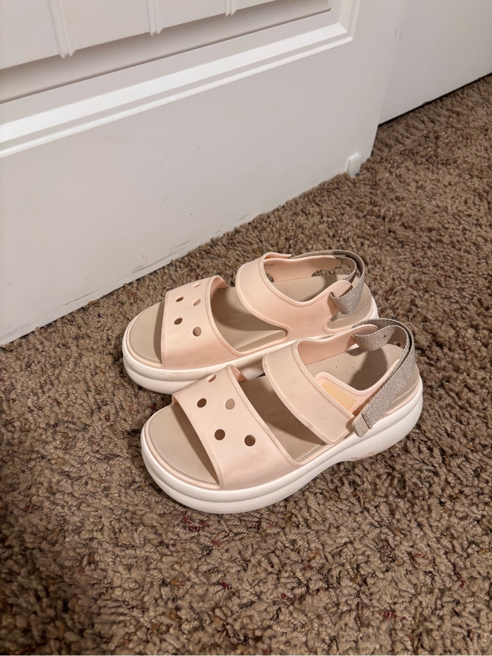 CROCS Kids Blush Pink Platform Sandals